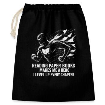 Heroic Book Lover Illustration - Gift Bag 40 x 50 cm - black - Front