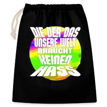No Hate – Our World Needs Love - Gift Bag 40 x 50 cm - black - Front