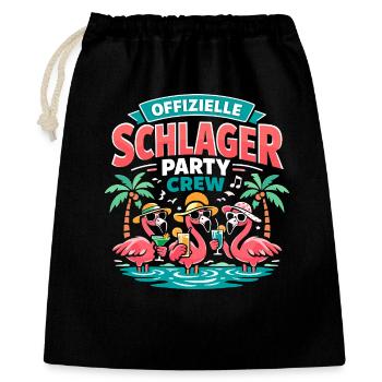 Schlager Party Crew Flamingo Offiziell - Geschenkbeutel aus Baumwolle (40 x 50 cm) - Schwarz - Vorne