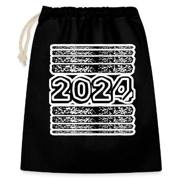 Jahreszahl 2024 - Geschenkbeutel aus Baumwolle (40 x 50 cm) - Schwarz - Vorne