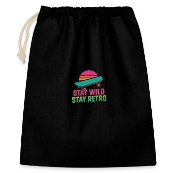 Stay Wild Retro Skate - Geschenkbeutel aus Baumwolle (40 x 50 cm) - Schwarz - Vorne
