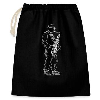 Dessin de saxophoniste - Sac cadeau 40 x 50 cm - noir - Devant