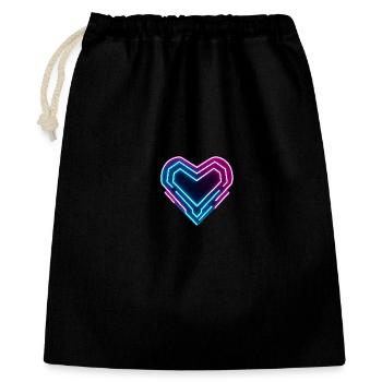 Futuristisches Neon-Herz | Cyber Heart Love Design - Geschenkbeutel aus Baumwolle (40 x 50 cm) - Schwarz - Vorne