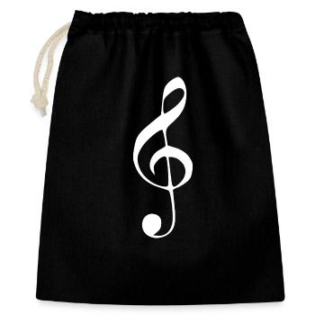 Musik Notenschlüssel Note Musiknote weiß - Geschenkbeutel aus Baumwolle (40 x 50 cm) - Schwarz - Vorne