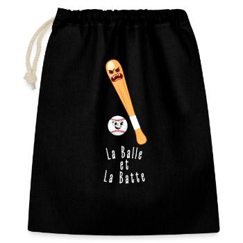 Der Ball und der Schläger - Geschenkbeutel aus Baumwolle (40 x 50 cm) - Schwarz - Vorne