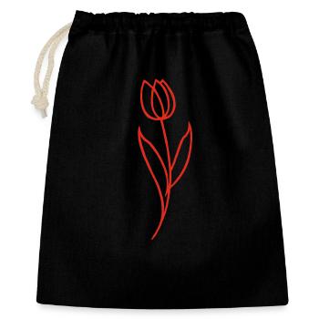 Skizze einer roten Blume - Geschenkbeutel aus Baumwolle (40 x 50 cm) - Schwarz - Vorne