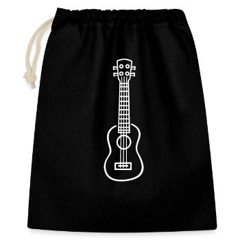 Ukulélé : Dessin au trait - Sac cadeau 40 x 50 cm - noir - Devant