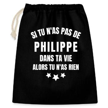 Philippe, prénom Philippe, anniversaire Philippe - Sac cadeau 40 x 50 cm - noir - Devant