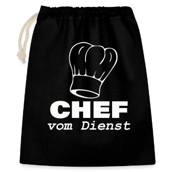 CHEF VOM DIENST - Geschenkbeutel aus Baumwolle (40 x 50 cm) - Schwarz - Vorne