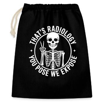Skelett-Pose Radiologie Humor - Geschenkbeutel aus Baumwolle (40 x 50 cm) - Schwarz - Vorne