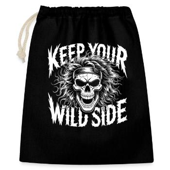 Keep Your Wild Side Skull - Geschenkbeutel aus Baumwolle (40 x 50 cm) - Schwarz - Vorne