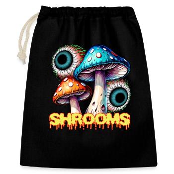 Champignons Psychédéliques Illusion Oeil Art - Sac cadeau 40 x 50 cm - noir - Devant