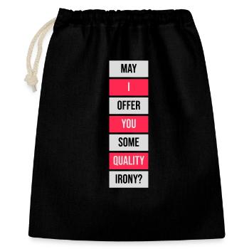 Puis-je vous offrir un peu d’ironie de qualité, Lustiger Spruch - Sac cadeau 40 x 50 cm - noir - Devant