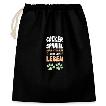 Cocker Spaniel Lebensfreude - Geschenkbeutel aus Baumwolle (40 x 50 cm) - Schwarz - Vorne