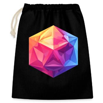 Geometrischer W20 Würfel – Buntes RPG Design - Geschenkbeutel aus Baumwolle (40 x 50 cm) - Schwarz - Vorne