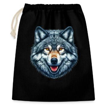 Wolf - Geschenkbeutel aus Baumwolle (40 x 50 cm) - Schwarz - Vorne