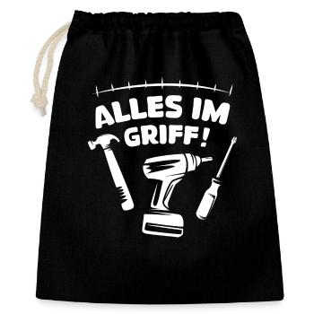 Alles im Griff - Handwerker und Hausmeister - Geschenkbeutel aus Baumwolle (40 x 50 cm) - Schwarz - Vorne