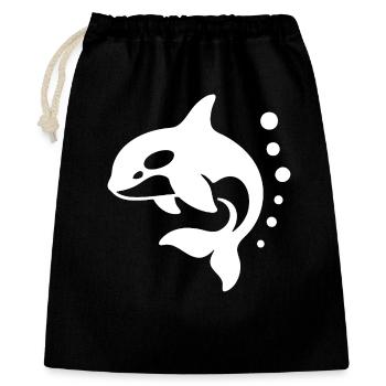 Conception minimaliste de la silhouette d’un dauphin - Sac cadeau 40 x 50 cm - noir - Devant