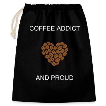 Kaffeesüchtiger und stolzer Koffeinliebhaber Statement - Geschenkbeutel aus Baumwolle (40 x 50 cm) - Schwarz - Vorne