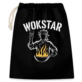 Wok et Rock Wokstar Wok Funny Wok Cooking - Sac cadeau 40 x 50 cm - noir - Devant