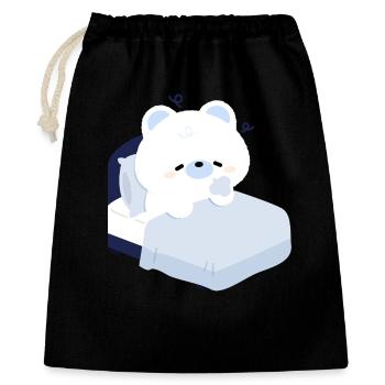 Ours polaire rêveur sur un lit douillet - Sac cadeau 40 x 50 cm - noir - Devant
