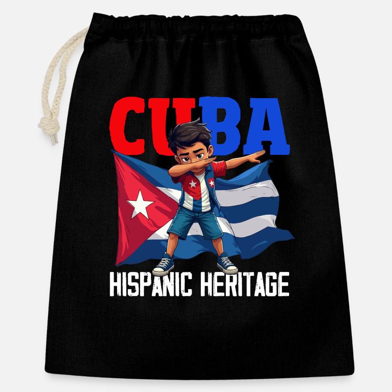 Kuba Stolz & Heimat - Cuba Flagge Design - Geschenkbeutel aus Baumwolle (40 x 50 cm) - Schwarz