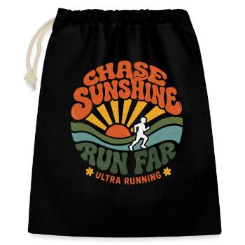 Ultralauf – Jage Sonnenschein, Lauf weit - Geschenkbeutel aus Baumwolle (40 x 50 cm) - Schwarz - Vorne