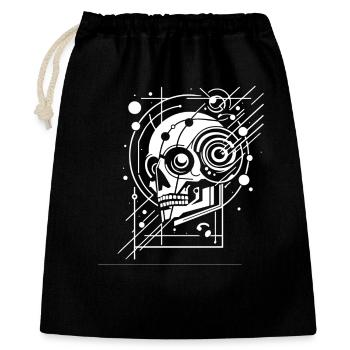 Cyber-Schädel Geometrie Neon - Geschenkbeutel aus Baumwolle (40 x 50 cm) - Schwarz - Vorne