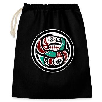 Northwest Pacific coast Otter chasing Salmon - Gift Bag 40 x 50 cm - black - Front