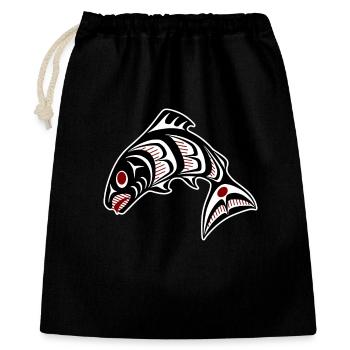 Northwest Pacific coast Haida art Salmon - Gift Bag 40 x 50 cm - black - Front