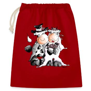 Cow Wedding - Bride - bridegroom - cows - Gift Bag 40 x 50 cm - red - Front