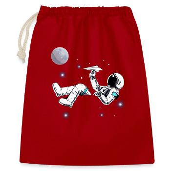 Astronaute. Astronaute qui joue. Avion papier - Sac cadeau 40 x 50 cm - rouge - Devant