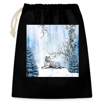 Tigre de neige dans un paysage d'hiver - Sac cadeau 40 x 50 cm - noir - Devant