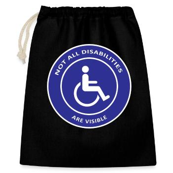 Tous les handicaps ne sont pas visibles / conception handicapée - Sac cadeau 40 x 50 cm - noir - Devant