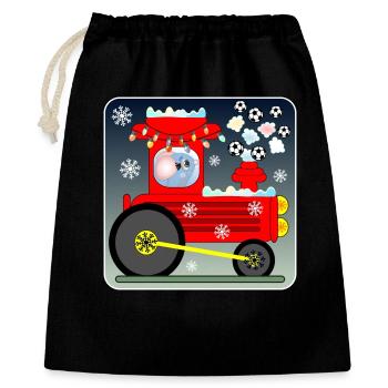 Fußball Lokomotive MAUS - Geschenkbeutel aus Baumwolle (40 x 50 cm) - Schwarz - Vorne