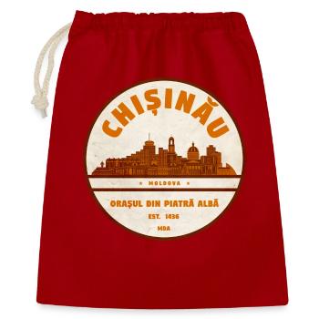 Chișinău Vintage Stadtlogo Moldau - Geschenkbeutel aus Baumwolle (40 x 50 cm) - Rot - Vorne