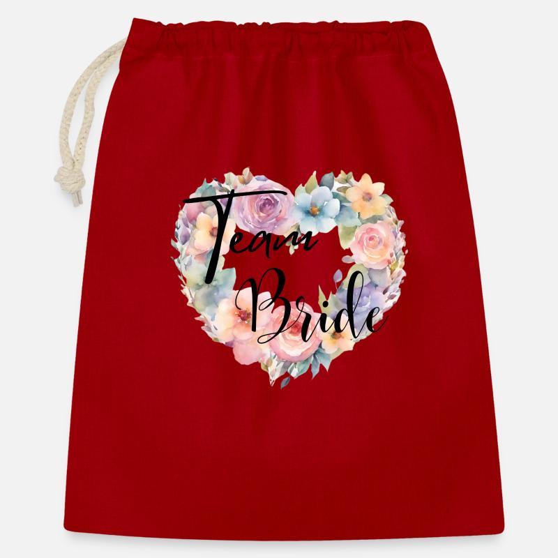 DeTeam Bride - Team Braut - Geschenkbeutel aus Baumwolle (40 x 50 cm) - Rot