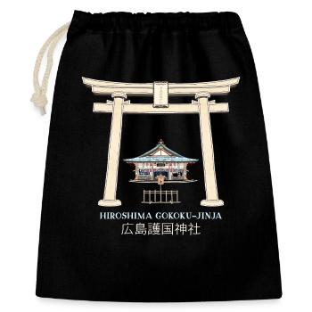 Hiroshima Japan, Gokoku- jinja torii, drawing - Gift Bag 40 x 50 cm - black - Front