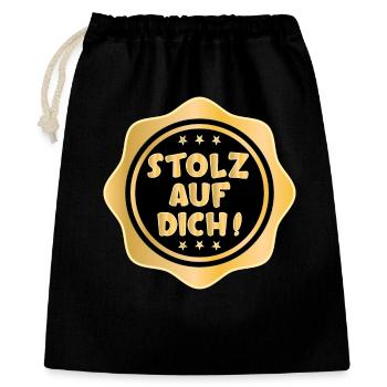 STOLZ AUF DICH SPRÜCHE - Geschenkbeutel aus Baumwolle (40 x 50 cm) - Schwarz - Vorne