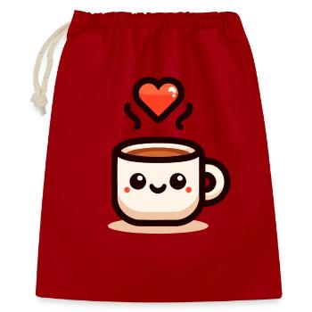Cheery Cuppa: Ein Schluck Liebe - Geschenkbeutel aus Baumwolle (40 x 50 cm) - Rot - Vorne