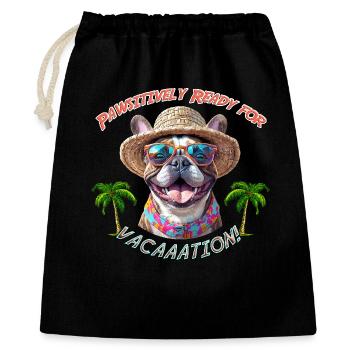 Bulldog in summer look: Pawsitively Ready - Gift Bag 40 x 50 cm - black - Front