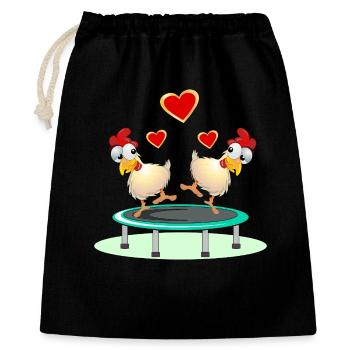 Chickens Pairs JUMPING TRAMPOLINE - Gift Bag 40 x 50 cm - black - Front