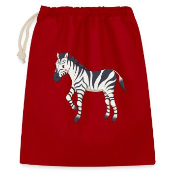 Zebra - Geschenkbeutel aus Baumwolle (40 x 50 cm) - Rot - Vorne