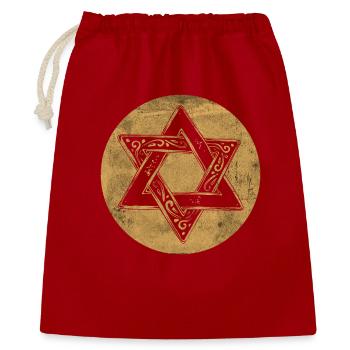 Étoile de David ornée en cercle doré - Sac cadeau 40 x 50 cm - rouge - Devant