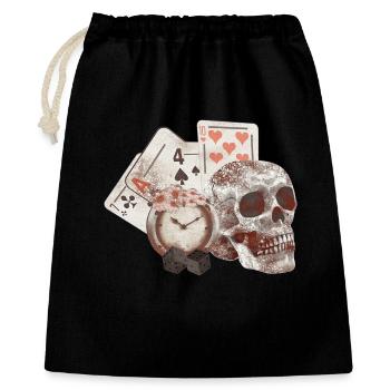menschenschädel, spielkarten, goth - Geschenkbeutel aus Baumwolle (40 x 50 cm) - Schwarz - Vorne