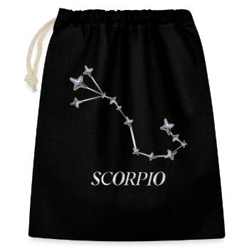 Scorpio Sternbild – Silberne Minimal-Konstellation - Geschenkbeutel aus Baumwolle (40 x 50 cm) - Schwarz - Vorne