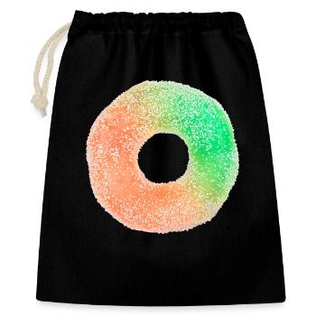 Fruchtgummi-Ring - Geschenkbeutel aus Baumwolle (40 x 50 cm) - Schwarz - Vorne