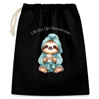 Lazy Glam Sloth - Je me suis réveillé glamour - Sac cadeau 40 x 50 cm - noir - Devant
