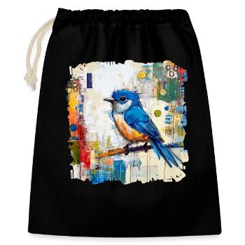 Oiseau bleu dans une mer abstraite de couleurs - Sac cadeau 40 x 50 cm - noir - Devant