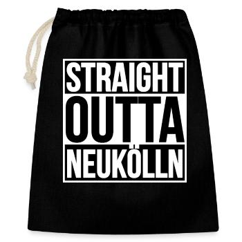 STRAIGHT OUTTA NEUKÖLLN BERLIN - Geschenkbeutel aus Baumwolle (40 x 50 cm) - Schwarz - Vorne